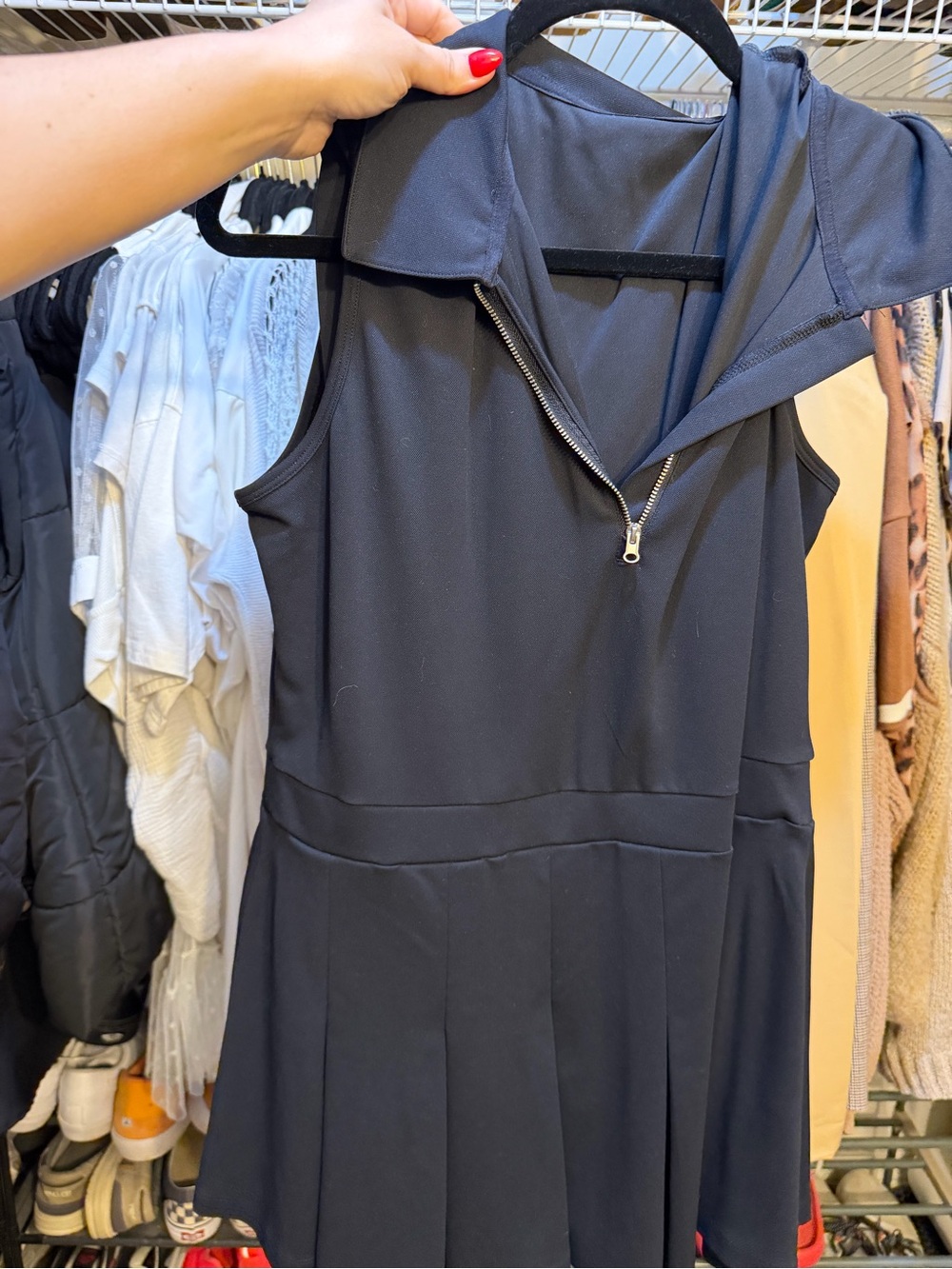 HALARA Black Sleeveless Zip-Front Mini Dress